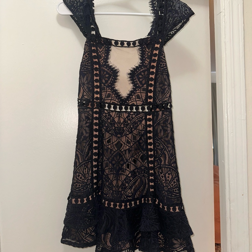 For Love & Lemons Navy Lace Dress